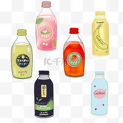 调色饮料图片_日韩饮品饮料汽水果汁塑料瓶贴纸