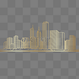广州城市建筑图图片_金色金线剪影科技感城市建筑群
