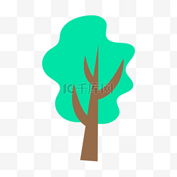 棕色树图片_树卡通简笔画图片绿色棕色图画