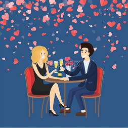晚礼服西装图片_穿着晚礼服的情侣坐在桌边喝香槟