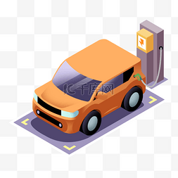 充电的电动车图片_电动车充电桩橙色