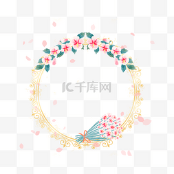 花卉金线边框韩国木槿
