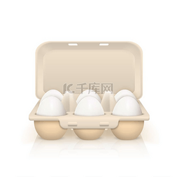 盒装鸡蛋插图纸板箱中的六个生白