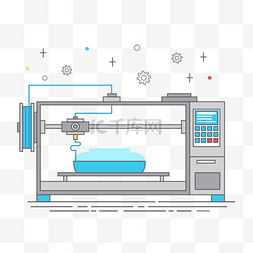 3d打印科技打印机工作过程插画