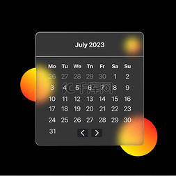 7玻璃图片_彩色2023年7月日历黑色玻璃