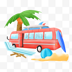 沙滩游玩冲浪巴士