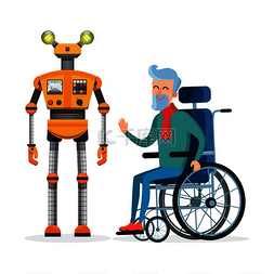 残疾人测度图片_胳膊和腿上有弹簧的黄色机器人帮