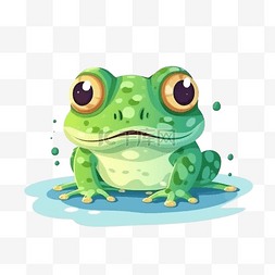 手绘卡通绿色青蛙图片_夏天手绘扁平动物绿色青蛙