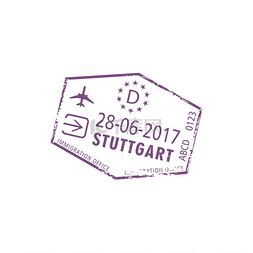 德国直邮图片_斯图加特机场印章隔离签证模板矢