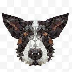 黑色几何碎片图片_几何抽象低聚合黑色小狗头像