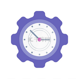 工作时间图标图片_齿轮形状的时钟隔离矢量图标，时