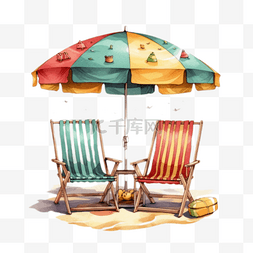 沙滩创意图片_沙滩旅游创意元素遮阳伞