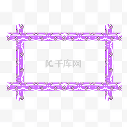 紫色花纹长方形卡通胶带边框