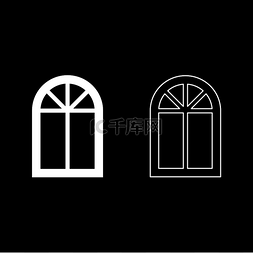 ai宫崎骏的插图图片_窗框顶部半圆拱形窗口图标集白色