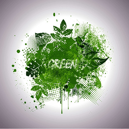 绿色墨水图片_与绿色墨水印迹和新鲜叶子的自然