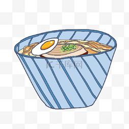 蓝色条纹小碗日本食物拉面