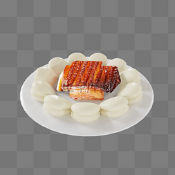 扣肉美食图片_3D美食馍夹肉