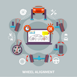 车轮定位平面设计概念。