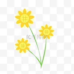 花朵剪纸画图片_金黄色春天花朵卡通向日葵