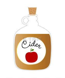 手绘食品海报图片_苹果苹果酒壶