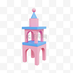建筑粉色图片_3DC4D立体建筑粉色房子