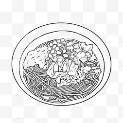 食物面条图片_黑白线描吃面条螺蛳粉