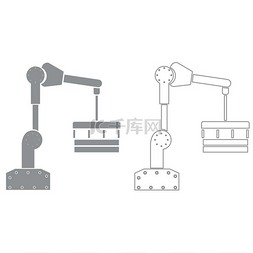 手臂机图片_机械手操纵器灰色设置图标。