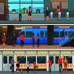地铁地下图片_地铁车厢、现代车站和入口装置。