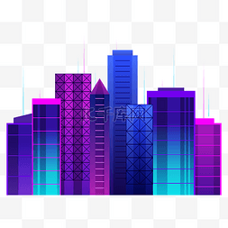 彩色渐变建筑图片_科技城市建筑