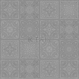 古代马赛克瓷砖图案黑色镶嵌装饰