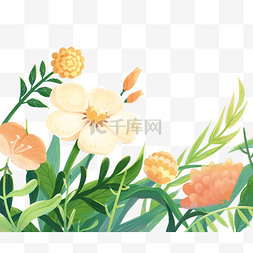 公园里花草图片_惊蛰春天花草花丛底边