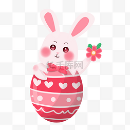 卡通小动物底纹图片_复活节粉红色彩蛋和兔子