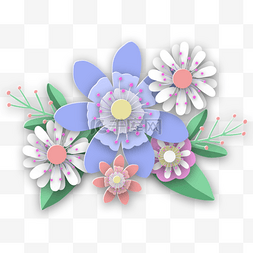 紫色创意花朵图片_花朵剪纸抽象白色花