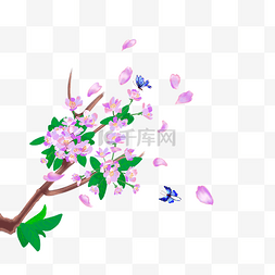 紫色蝴蝶花朵图片_春天立春紫色树枝花枝桃花