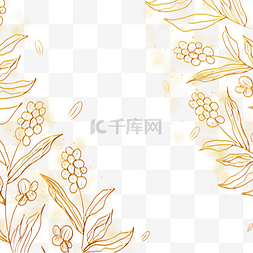 金色花草花卉图片_金色花草植物花卉线稿边框