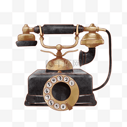 电话通讯图片_水彩复古电话机