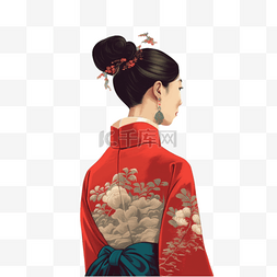 插画卡通美女图片_卡通古装美女人物背影