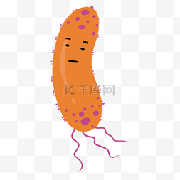 简单可爱卡通表情图片_橙色紫色简约形状卡通病毒细菌