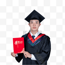大学生毕业穿学士服手拿荣誉证书