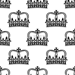 王冠图案图片_用于纹章设计的圆形纹章无缝皇家