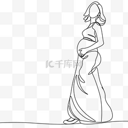 线条怀孕图片_连续线条画优雅孕妇