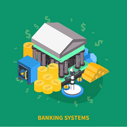 金融创新图片_银行系统等距圆形组成银行系统金