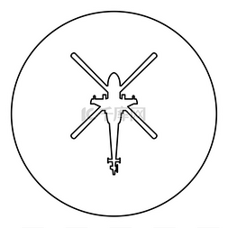 直升机顶视图战斗直升机图标在圆