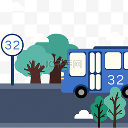 公路上的公交车韩国环保元素