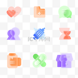 微信微博icon图片_毛玻璃半透明医疗图标icon