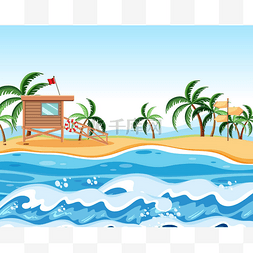 手绘海滩背景元素图片_夏季海滩背景图