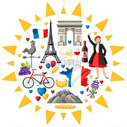 法国背景设计法国传统符号和物品