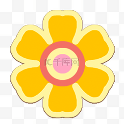 可爱黄色剪纸花瓣韩国传统花纹