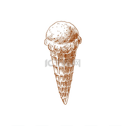 夏季甜点华夫饼冰淇淋矢量冷冻冰