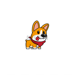 卡通可爱的威尔士科吉狗与红色围